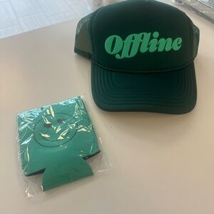 NEW Green 'Offline' Trucker Hat and Coozie